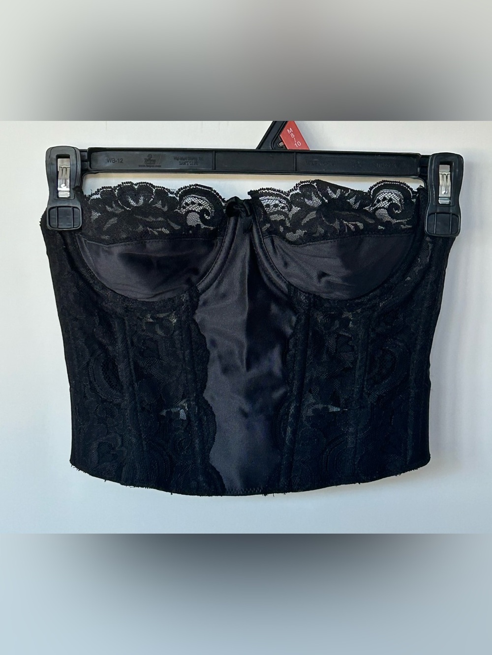 Vtg Victoria's Secret Gold Label Black Satin Lace Bustier Corset Top 9751 34B
